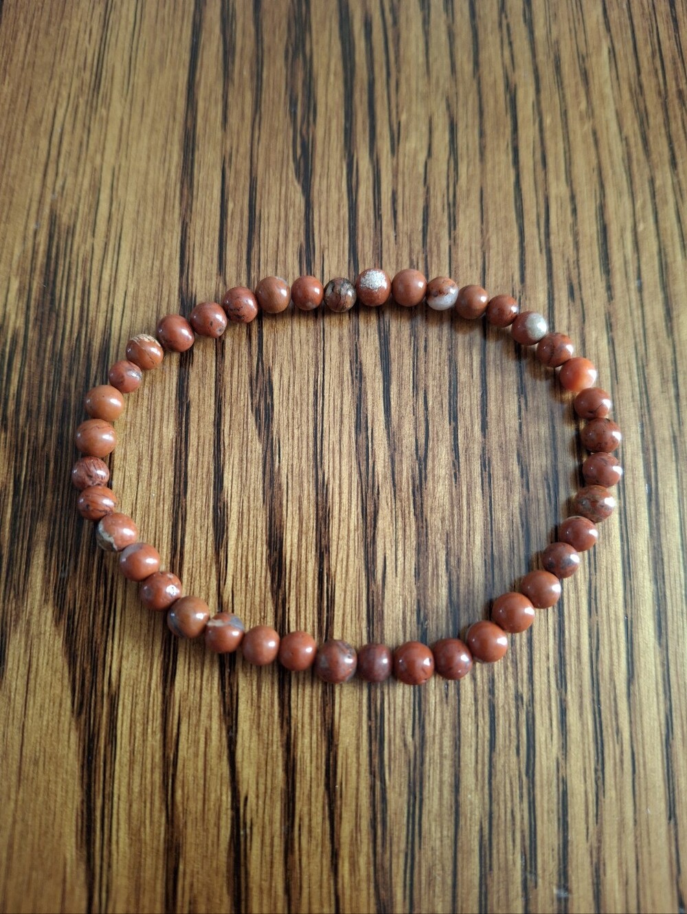 Red Jasper Natural Gemstone 4mm Beaded Stretch Bracelet 7"